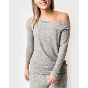 Gibson x Living in Yellow Mary Fleece Off the Shoulder Top